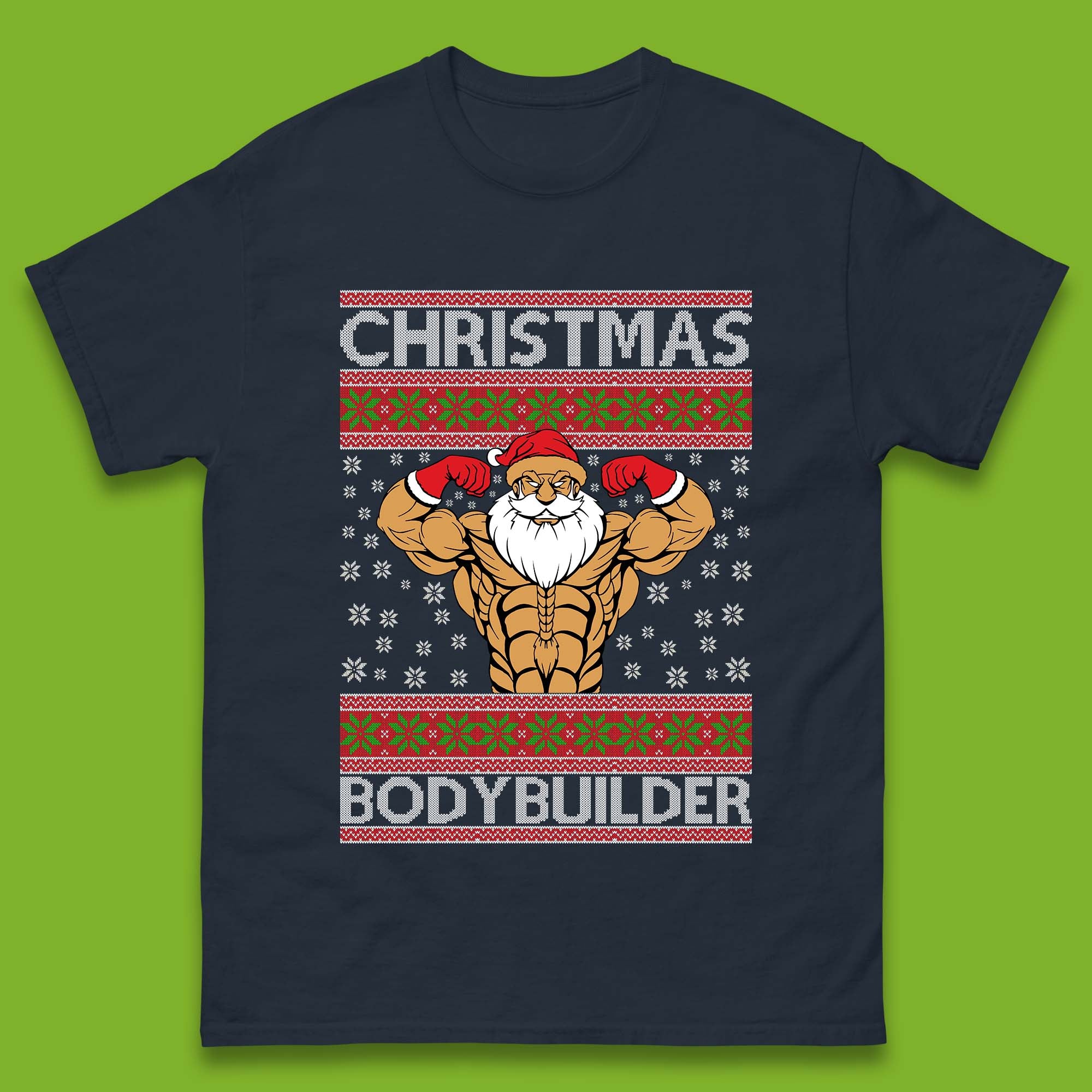 Ugly Christmas Bodybuilder Mens T-Shirt