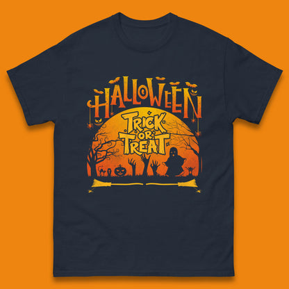 Halloween Trick Or Treat Horror Boo Ghost Creepy Zombie Hands Out Of Graveyard Mens Tee Top