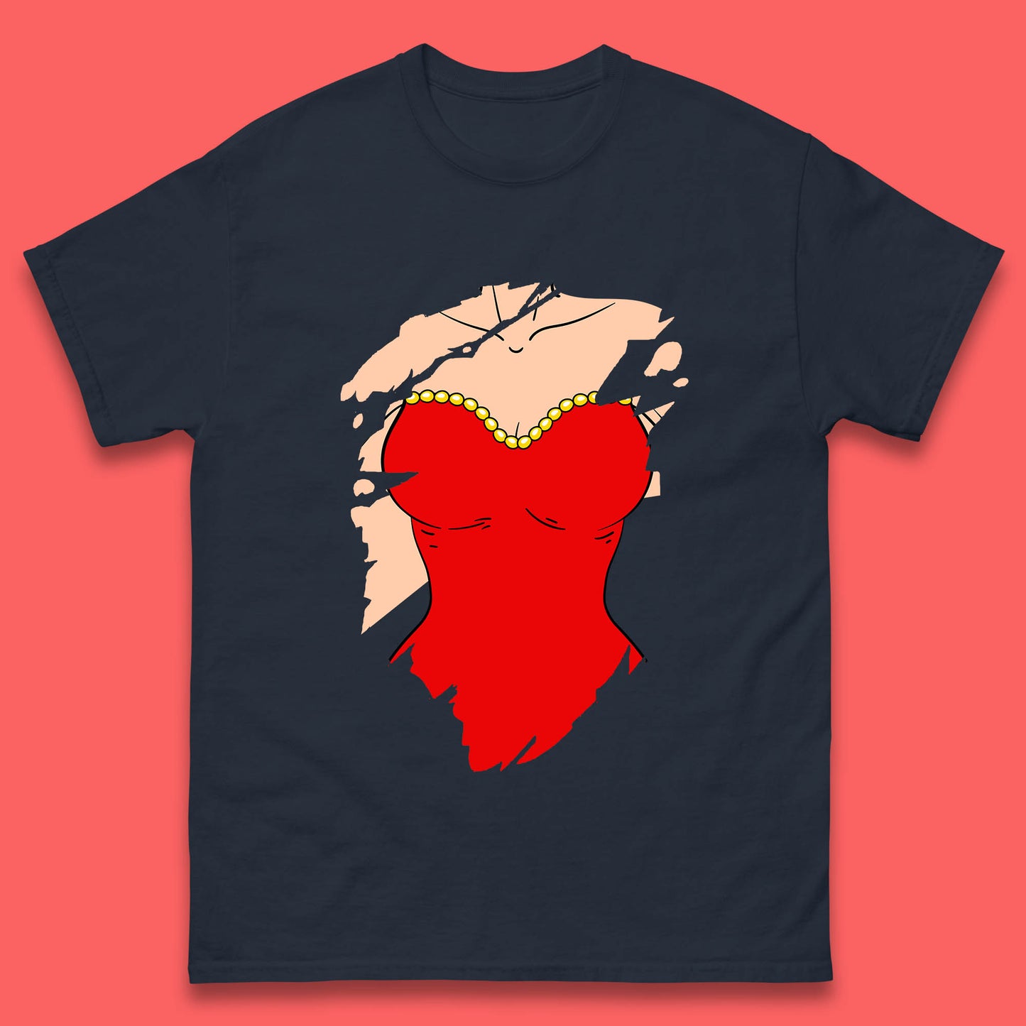 Beautiful Sexy Glamour Blonde Girl Stylish Trendy Dressing In Red Mini Dress Mens Tee Top