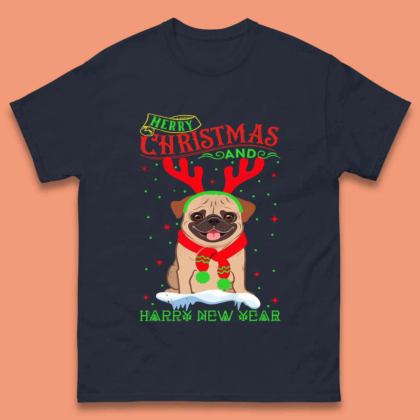 christmas pug dog t shirt