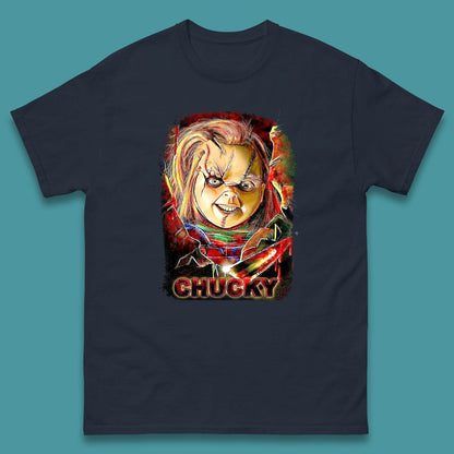Chucky Distressed Childs Play Horror Monster Creepy Doll Toy Scary Halloween Scary Movie Character Mens Tee Top