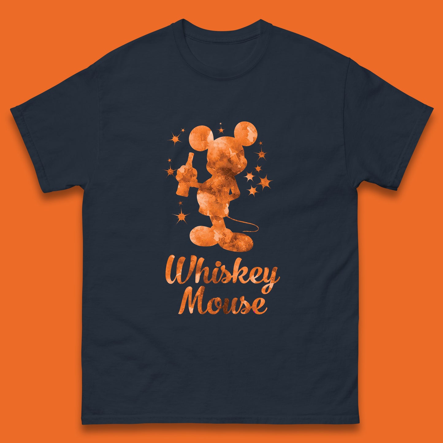 Whiskey Mouse Mickey Minnie Mouse Cartoon Character Holding Beer Bottle Disneyland Whiskey Lovers Mens Tee Top