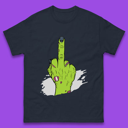 Halloween Green Zombie Hand Showing The Middle Finger Sarcastic Rude Mens Tee Top