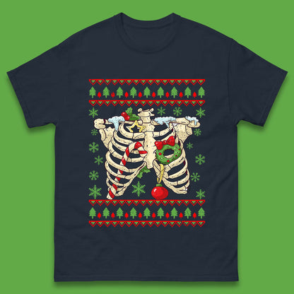Christmas Ribs Skeleton Mens T-Shirt