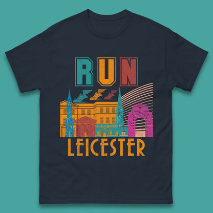 Run Leicester Festival Leicester Skyline Souvenir Race Leicester Running Mens Tee Top