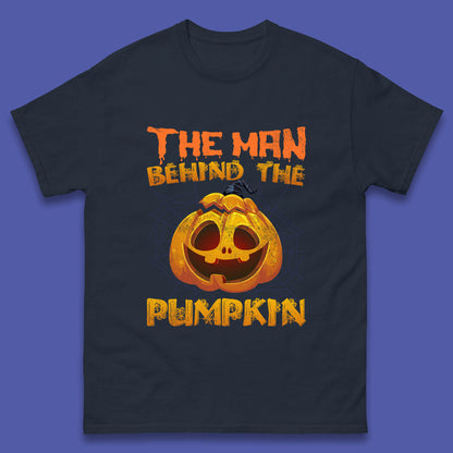 The Man Behind The Pumpkin Halloween Pregnancy Baby Announcement New Dad Gift Mens Tee Top