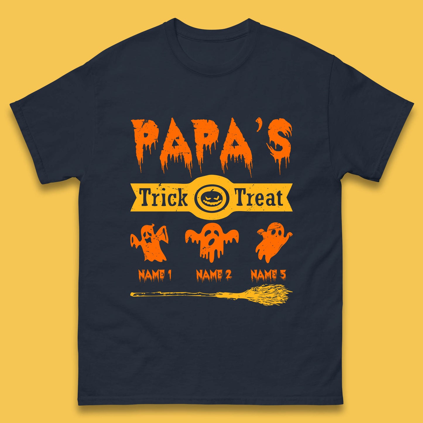 Personalised Papa's Trick Or Treat Halloween Custom Your Boo Ghost Children Names Scary Spooky Costume Mens Tee Top