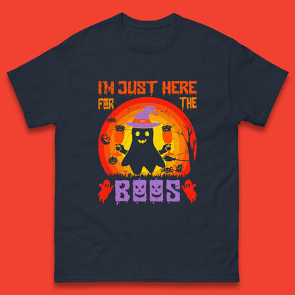 I'm Just Here For The Boos Halloween Boo Ghost Witch Hat Horror Scary Mens Tee Top