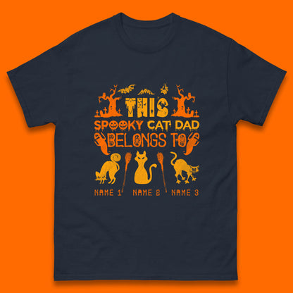 Personalised Halloween This Spooky Cat Dad Belongs To Your Cat Name Customized Halloween Cat Mens Tee Top