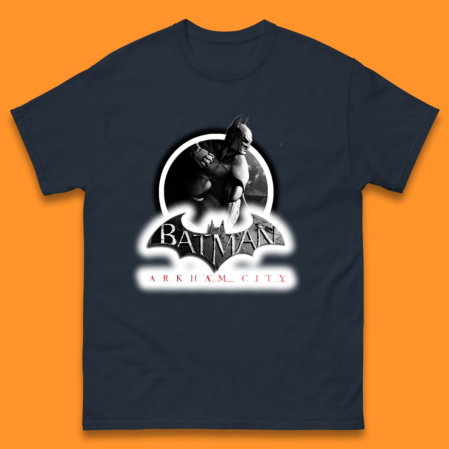Batman Arkham City Action Adventure Game Batman Basic Logo DC Comics Superhero Gamer Mens Tee Top