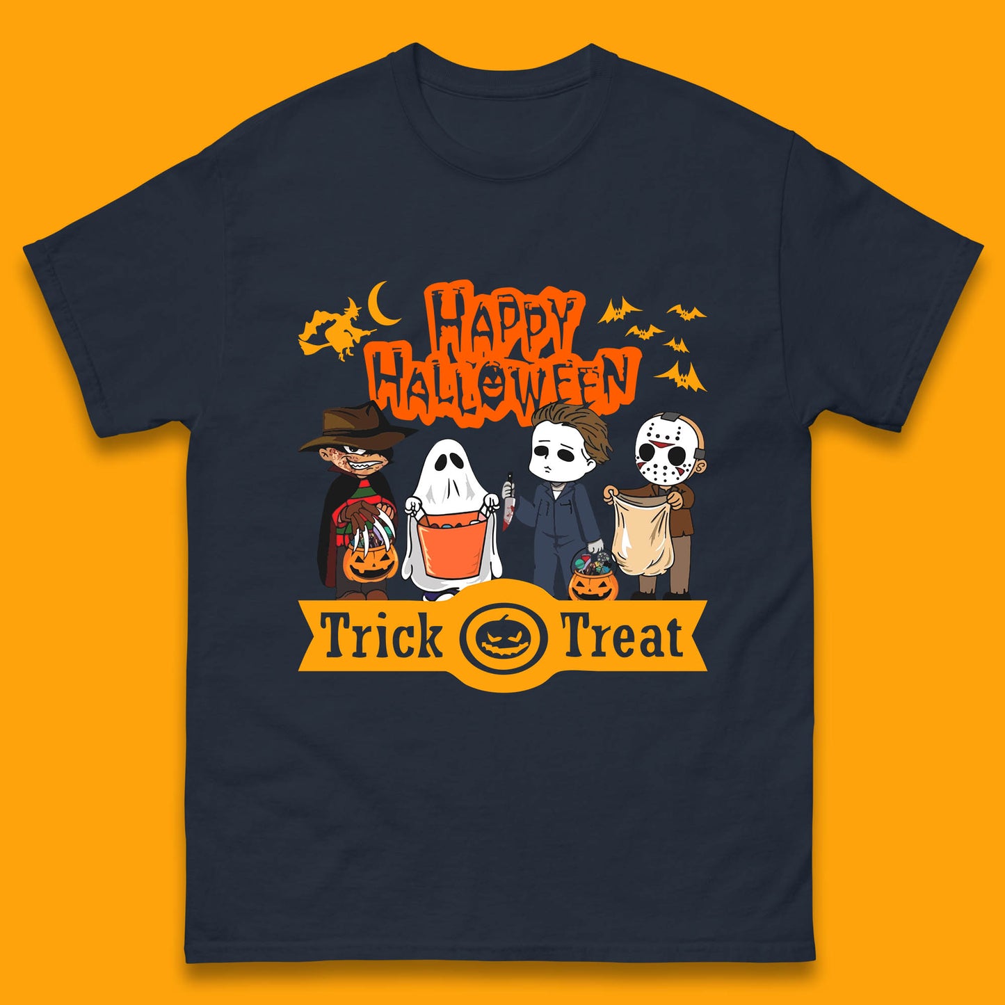 Happy Halloween Trick Or Treat Chibi Horror Movie Characters Killer Mens Tee Top