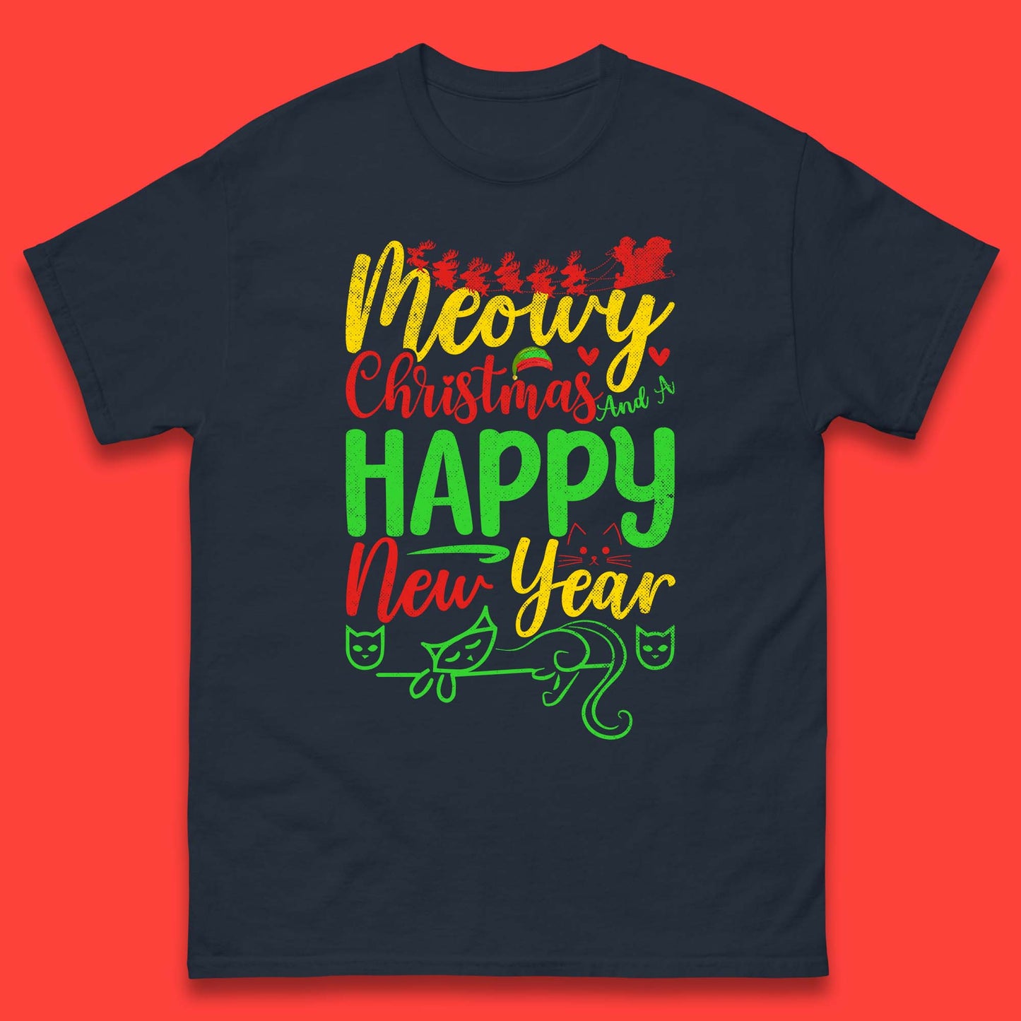 meowy christmas cat t shirt