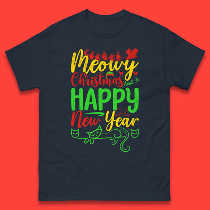 meowy christmas cat t shirt