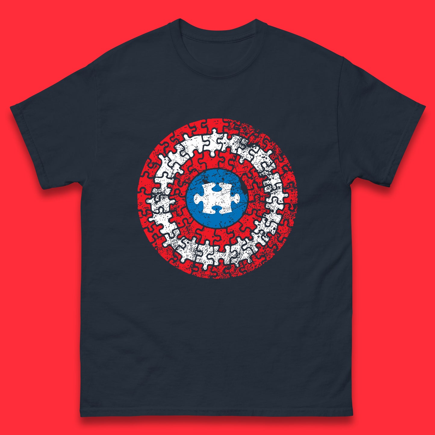 Marvel Avengers Captain America Autism Puzzle Superhero Shield Autism Awareness Gift Marvel Superhero Mens Tee Top
