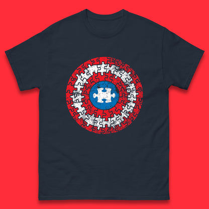 Marvel Avengers Captain America Autism Puzzle Superhero Shield Autism Awareness Gift Marvel Superhero Mens Tee Top