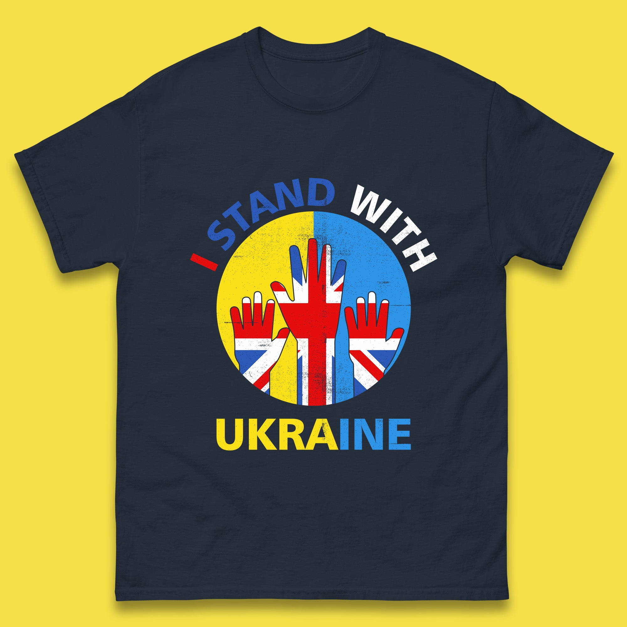 Peace Ukraine I Stand With Ukraine Ukrainian Support United Kingdom British Flag Mens Tee Top
