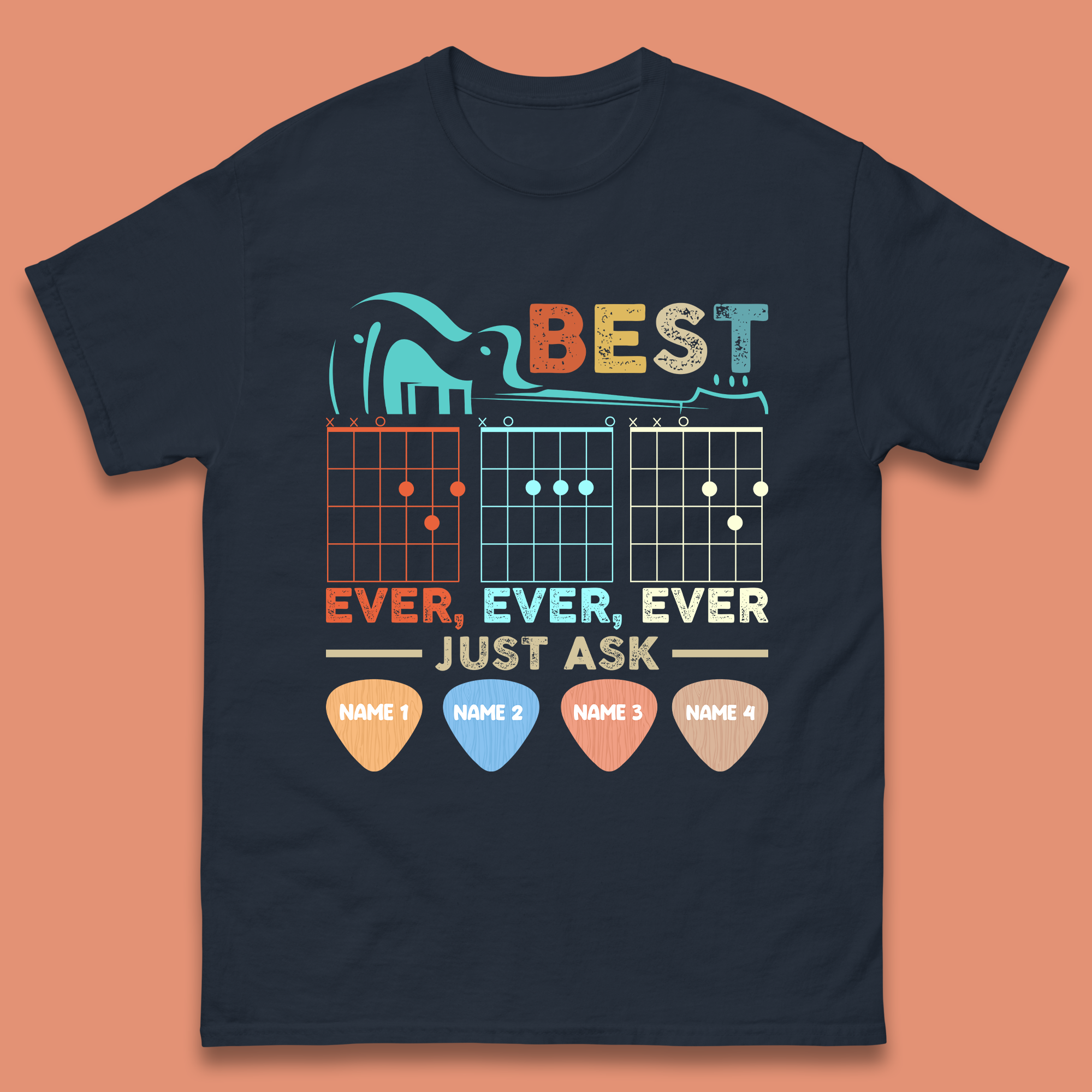 Personalised Best Guitar Dad Mens T-Shirt