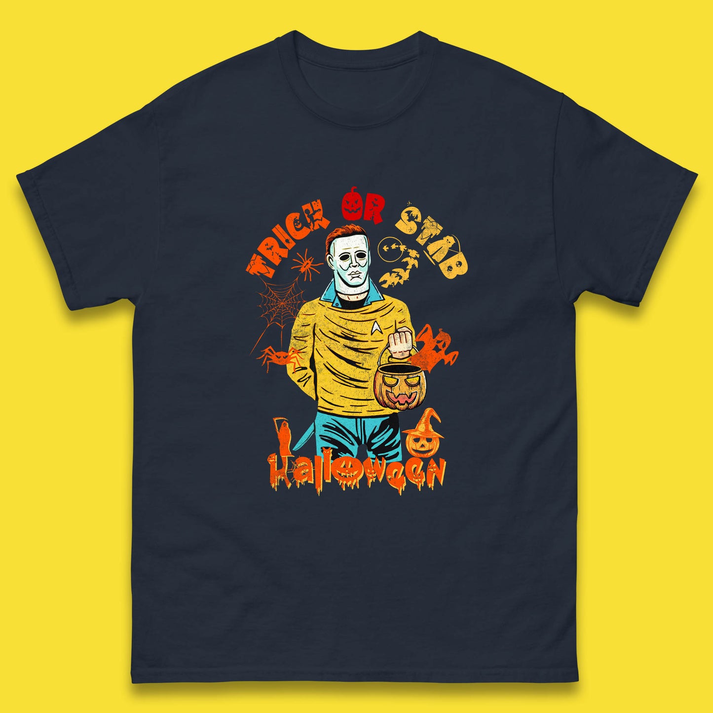 Trick Or Stab Halloween Michael Myers Stab Trek Trick Or Treat Mens Tee Top