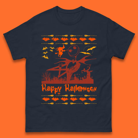 Happy Halloween Jack Skellington Horror Scary Movie Nightmare Before Christmas Mens Tee Top