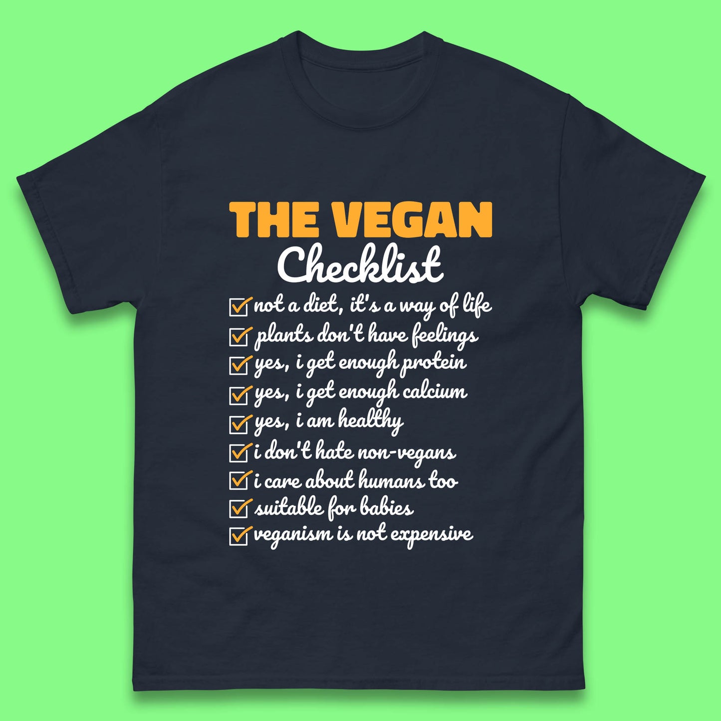 The Vegan Checklist Vegan Activism Funny Pro Vegetarian Checklist Mens Tee Top