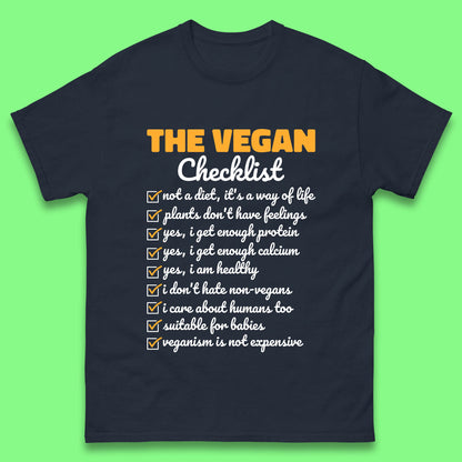 The Vegan Checklist Vegan Activism Funny Pro Vegetarian Checklist Mens Tee Top
