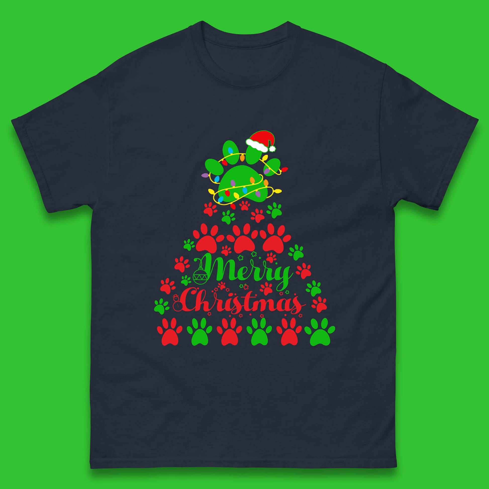 merry christmas paws tree t shirt