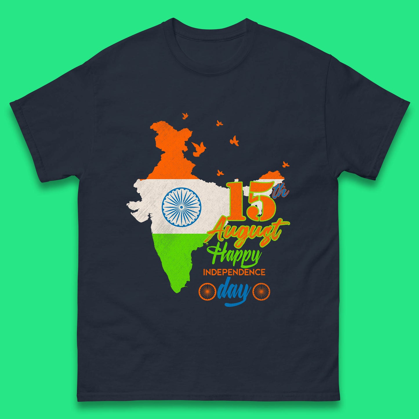 15th August India Happy Independence Day Patriotic Indian Map Flag Mens Tee Top