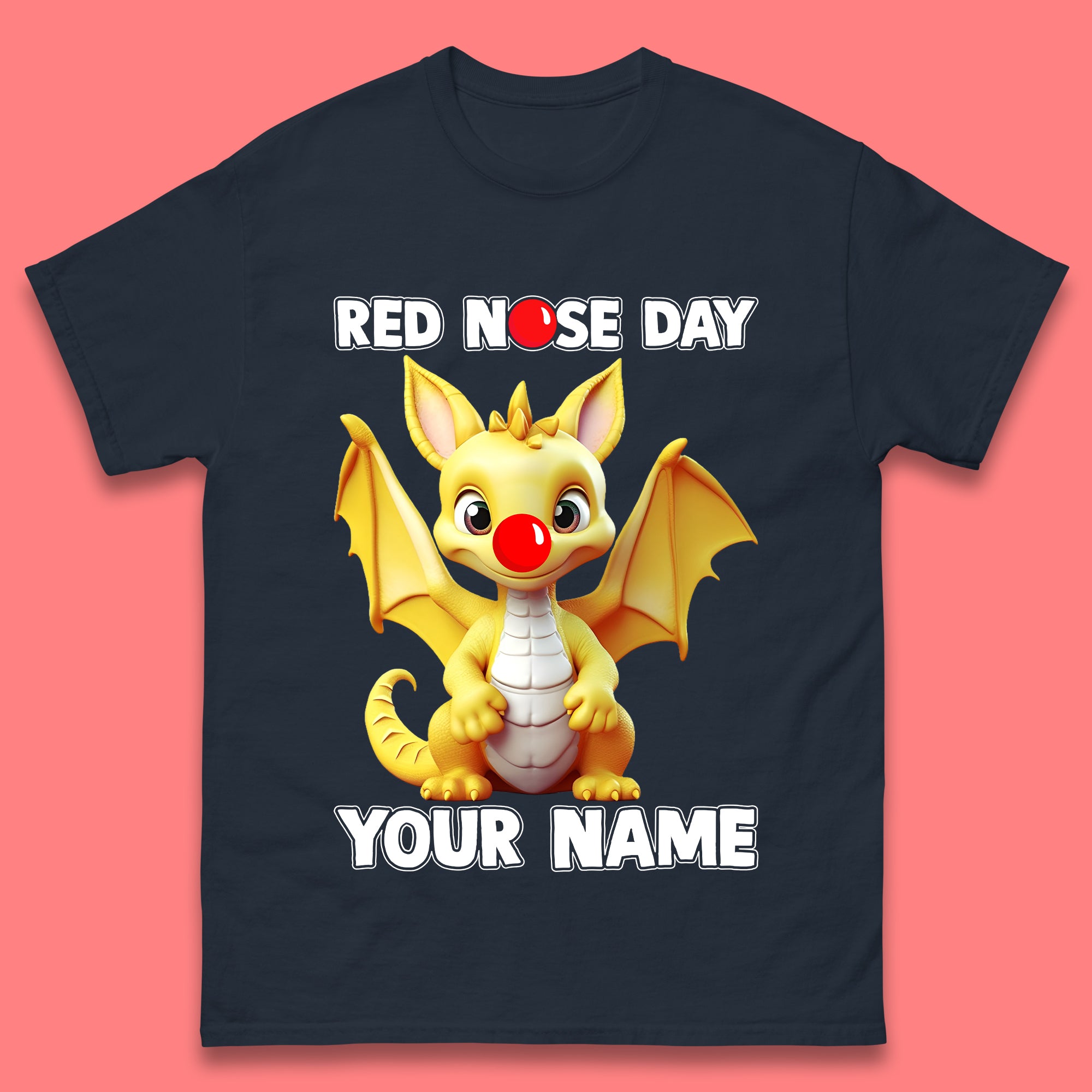 Personalised Dragon Red Nose Day Mens T-Shirt