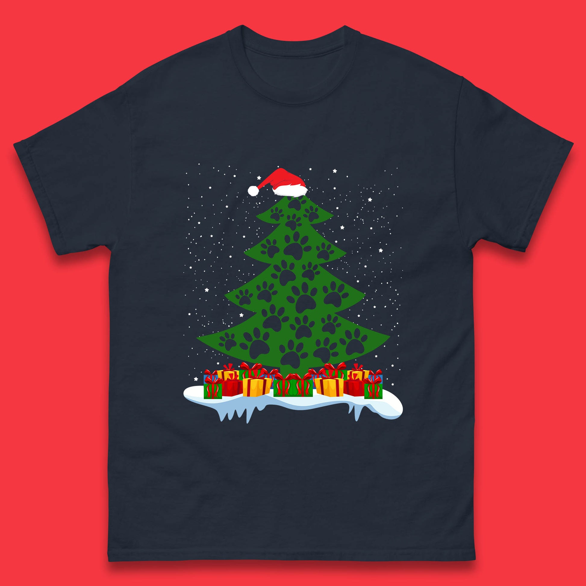 christmas tree with paw prints of dogs t shirt