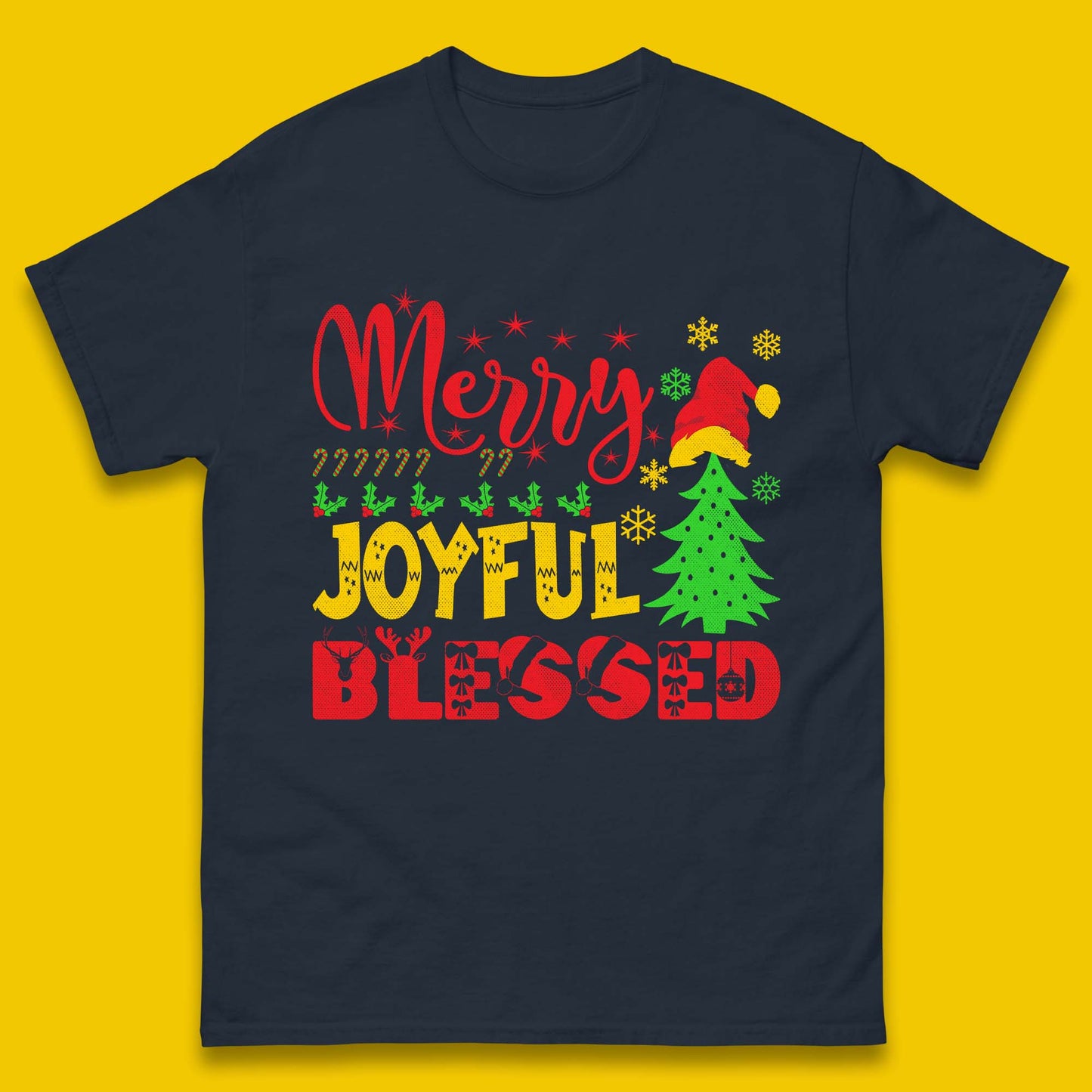 Merry Joyful Blessed Christmas Mens T-Shirt