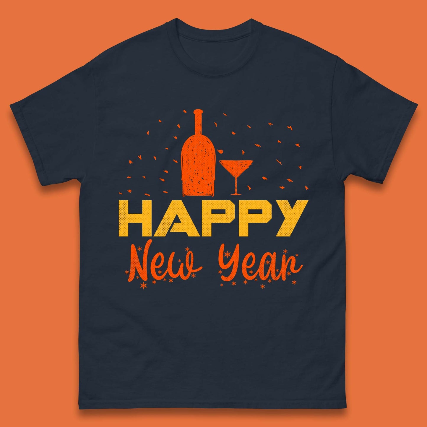 Happy New Year Wine Drinking Mens T-Shirt