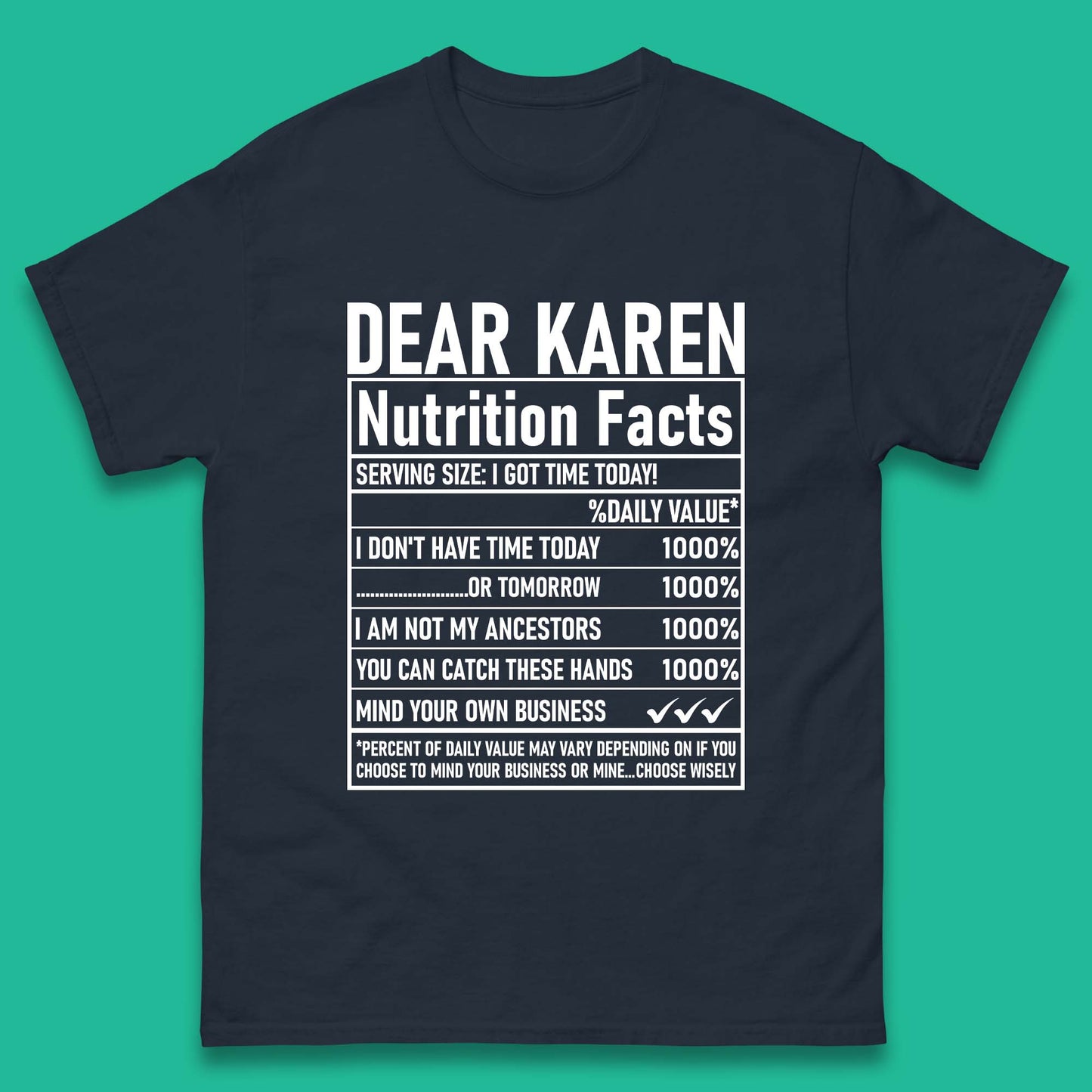 Dear Karen Nutrition Facts Mens T-Shirt