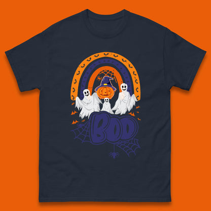 Halloween Boo Ghosts With Witch Pumpkin Scary Spooky Season Mens Tee Top