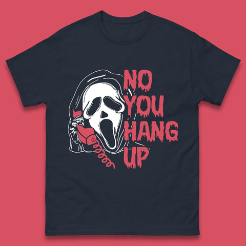 No You Hang Up Scream Ghost Funny Halloween Horror Movie Mens Tee Top