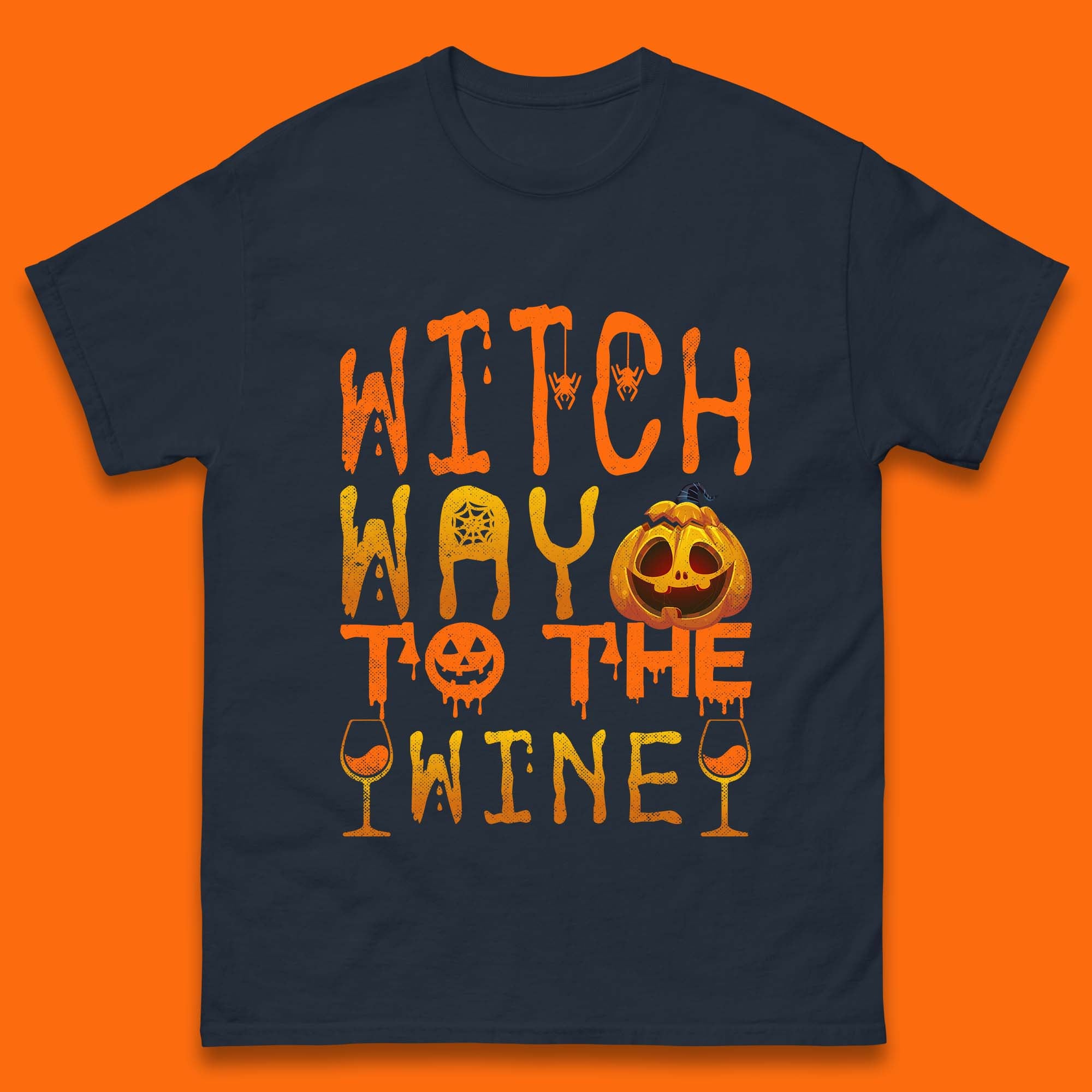 Witch Way To The Wine Funny Halloween Wine Drinking Lover Mens Tee Top