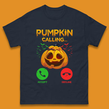 Halloween Pumpkin Calling Funny Phone Call Horror Scary Jack O Lantern Mens Tee Top