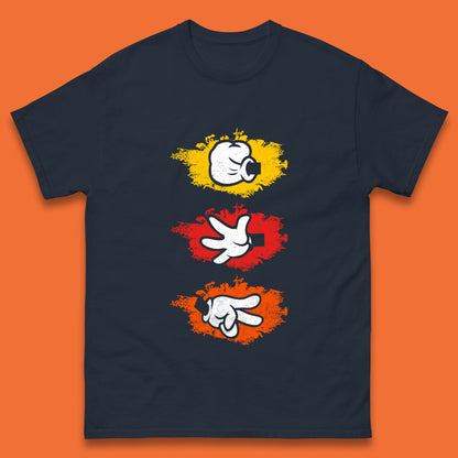Cartoon Hands Rock Paper Scissor Hand Game Disney Mickey Mouse Minnie Mouse Hands Mens Tee Top