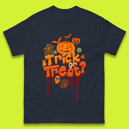 Trick Or Treat Halloween Pumpkin Blood Dripping Horror Scary Spooky Season Mens Tee Top