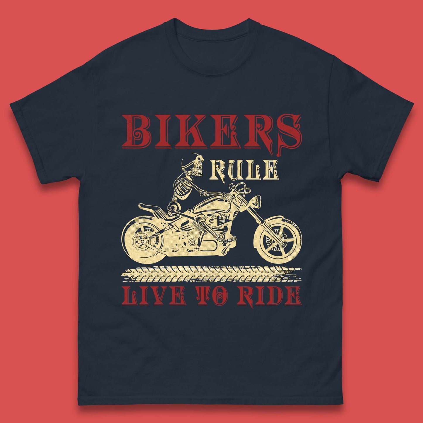 Bikers Rule Live To Ride Mens T-Shirt