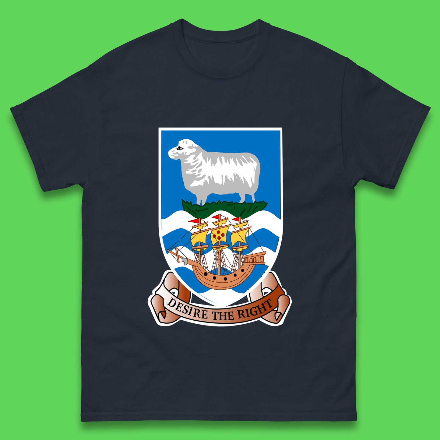 Coat Of Arms Of The British Overseas Territory Falkland Islands Coat Of Arms Of The Falkland Islands Flag Mens Tee Top