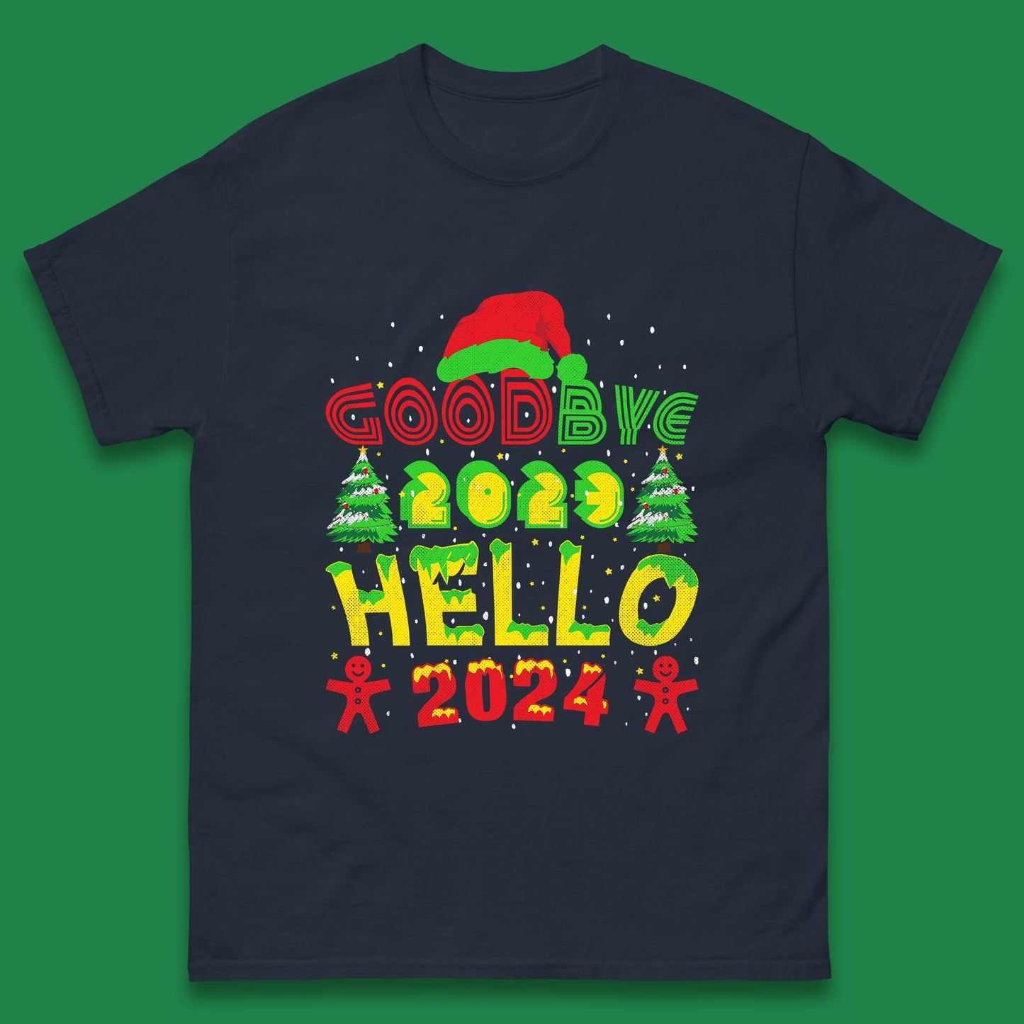 Good Bye 2023 Hello 2024 Merry Christmas Funny Happy New Year Xmas Mens Tee Top