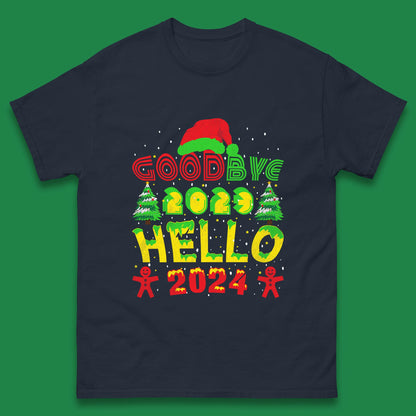 Good Bye 2023 Hello 2024 Merry Christmas Funny Happy New Year Xmas Mens Tee Top
