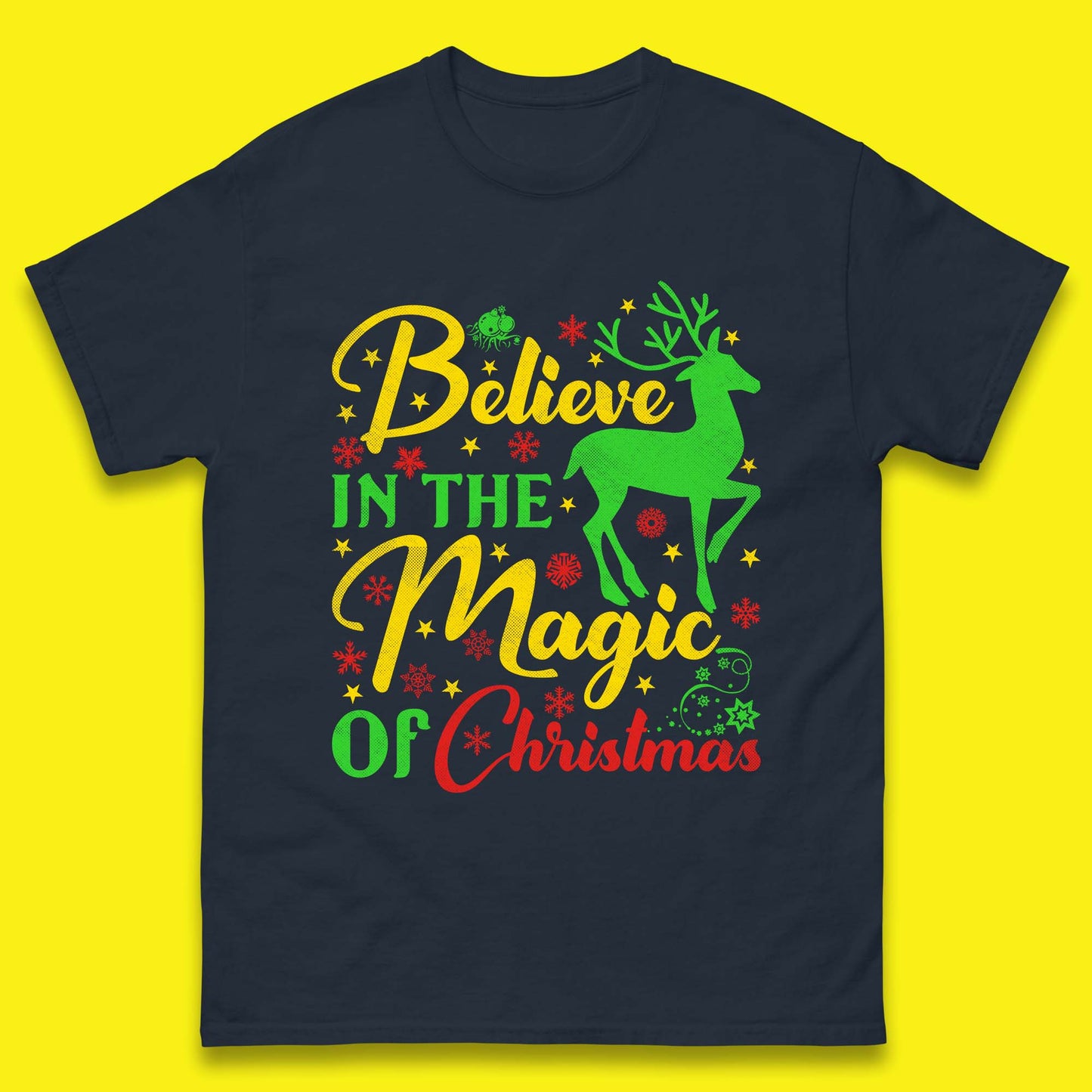 believe in the magic of christmas reindeer t shirt