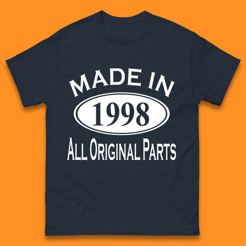 Made In 1998 All Original Parts Vintage Retro 25th Birthday Funny 25 Years Old Birthday Gift Mens Tee Top