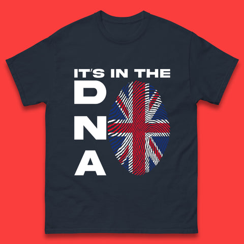 It's In My DNA Uk Union Jack Flag Fingerprint United Kingdom London Souvenirs British Flag Mens Tee Top