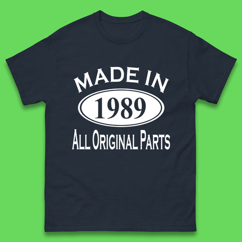 Made In 1989 All Original Parts Vintage Retro 34th Birthday Funny 34 Years Old Birthday Gift Mens Tee Top