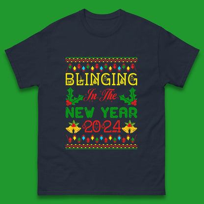 Blinging In The New Year 2024 Christmas Happy New Year Xmas Festive Celebration Mens Tee Top