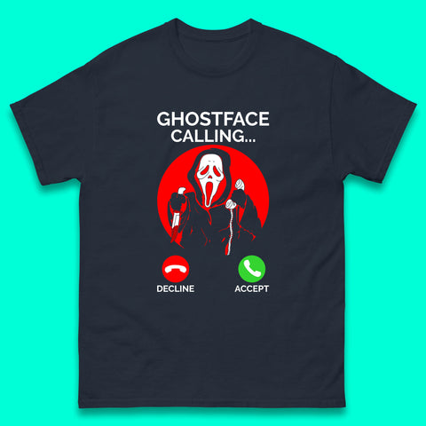Ghostface Calling Halloween Ghost Face Scream Horror Movie Character Mens Tee Top