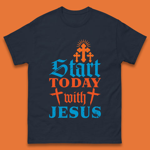 Start Today With Jesus Christian Beliefs Jesus Christ Religious Mens Tee Top