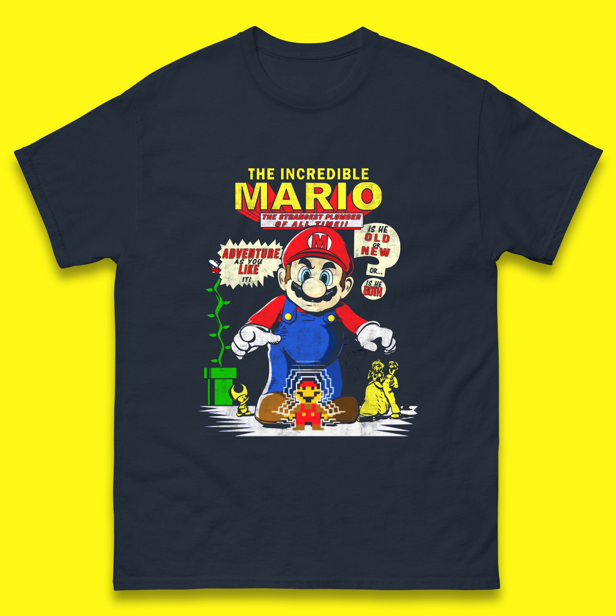 The Incredible Mario The Strongest Plumber Of All Time Super Mario Funny Plumber Mario Bros Gaming Mens Tee Top